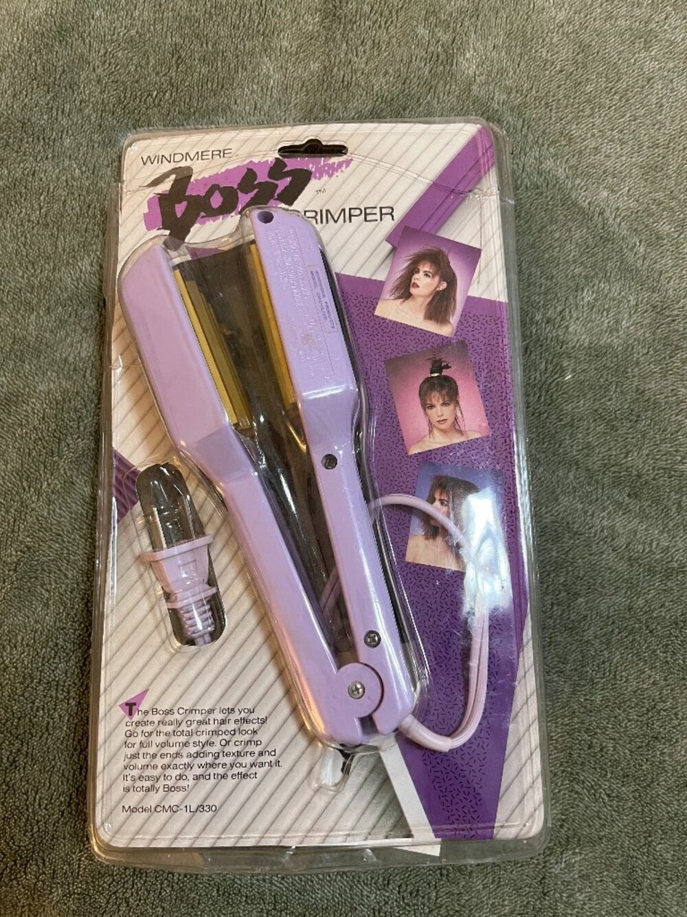 Vintage Windmere Boss Crimper CMC-1L/330 Purple Hair Crimping Iron Open Package